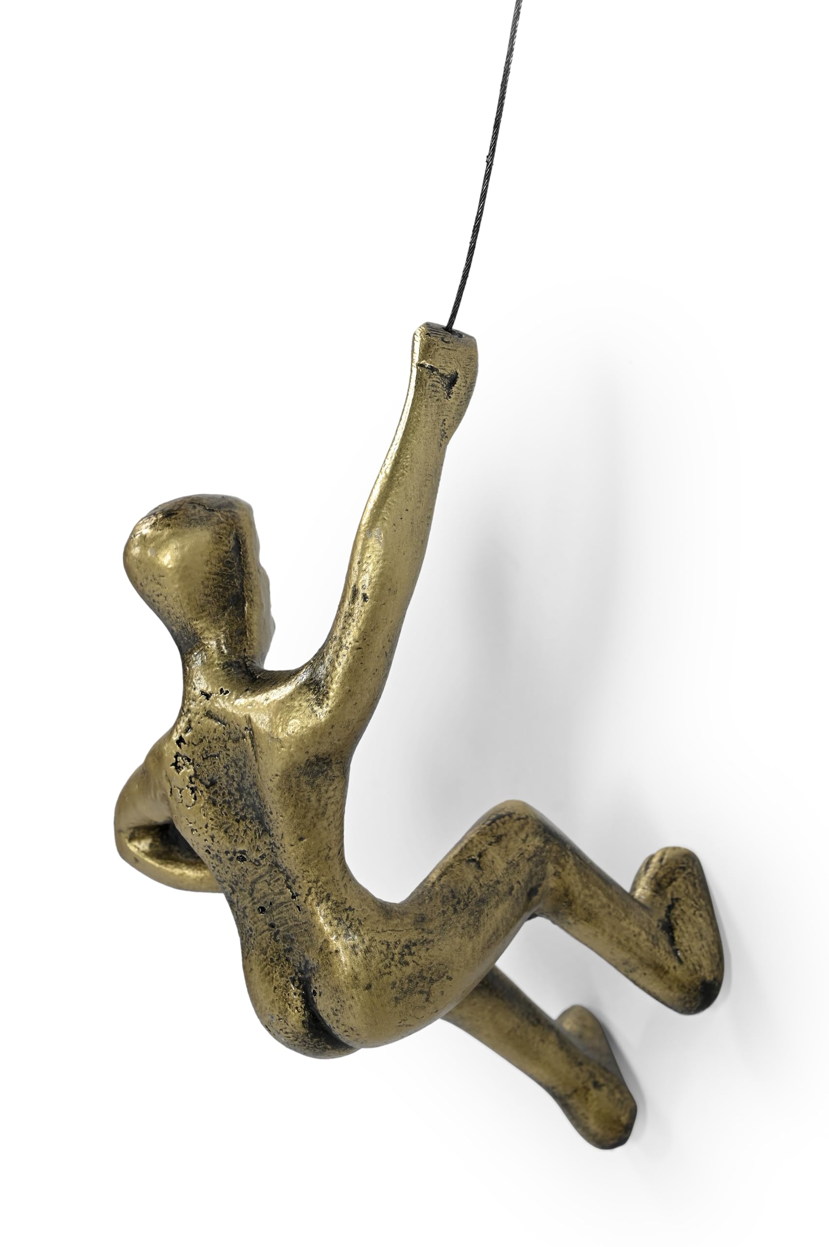 iAnanas 3er-Set Klettermann Metallskulptur CLIFFHANGERS mit Drahtseil Dekoelement moderne Kunstskulptur, 3D-Wanddekoration Wandinstallation Wohnzimmer, Metall, kinderzimmer, motivation