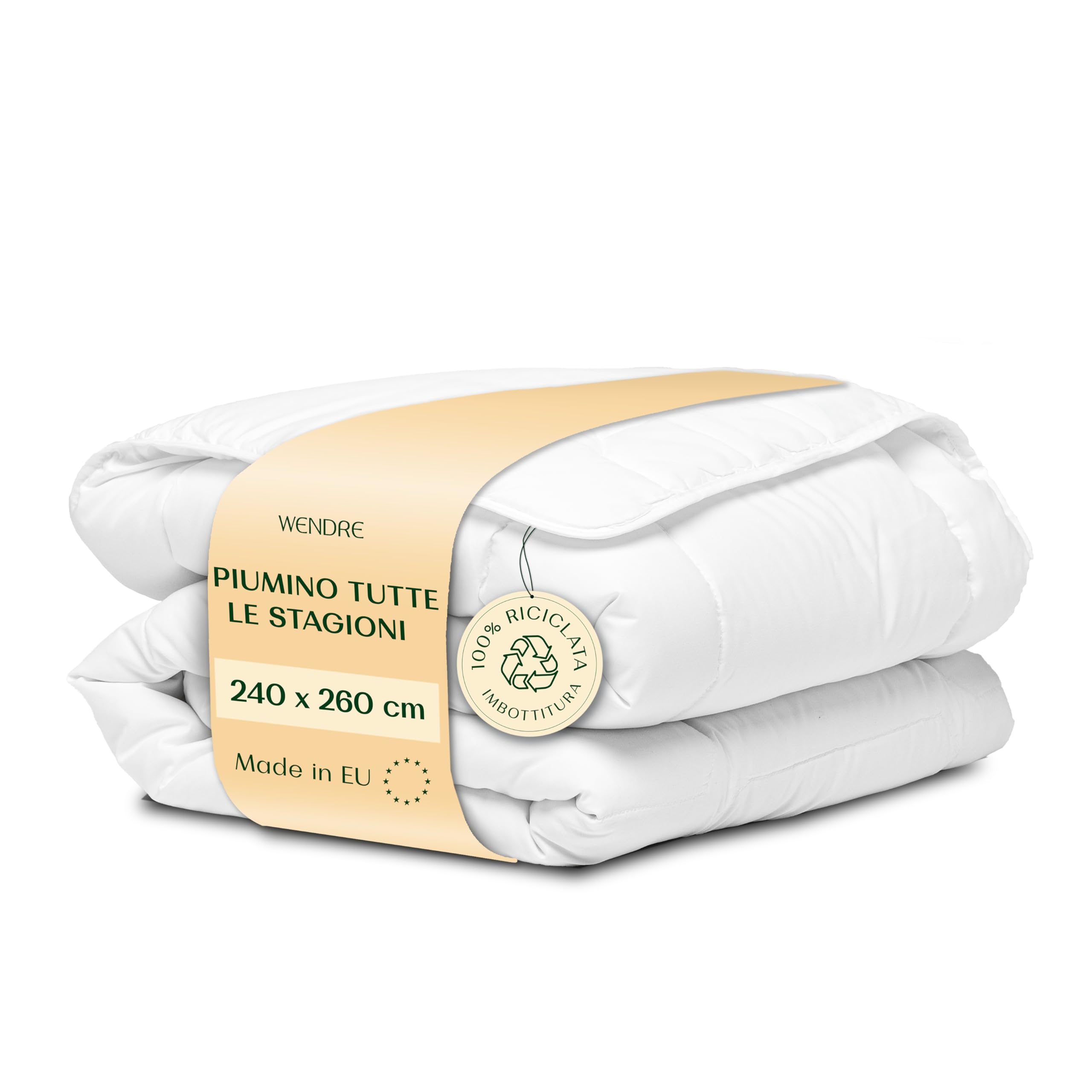Wendre Piumino Mezza Stagione 240x260 – King Size – 300 GSM Trapuntato in Microfibra Traspirante, Anallergico – Certificato OEKO-TEX, Prodotto in Europa, Lavabile