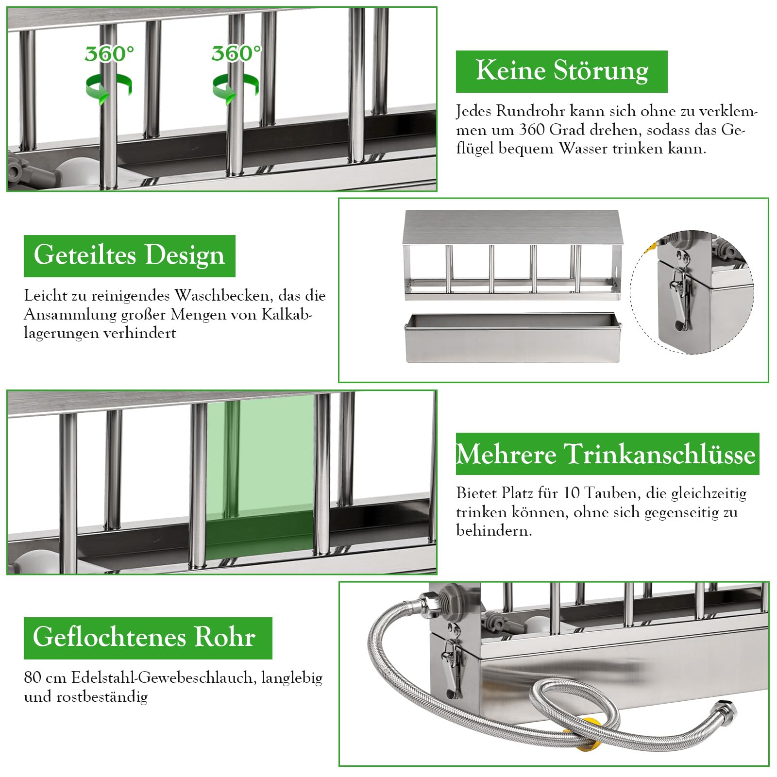 Hühnertränke aus Edelstahl,Automatische Hühnertränke, Automatische HüHnerträNke, HüHnerträNke FüR Wachteln, Tauben, Kleine KüKen, Papageien, Automatische Diy-GeflüGelträNke