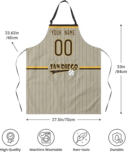 Miniatura 6 de ANTKING Custom Apron with Pocket Custom Any Name and Any Number Gifts for Dad Men Fans