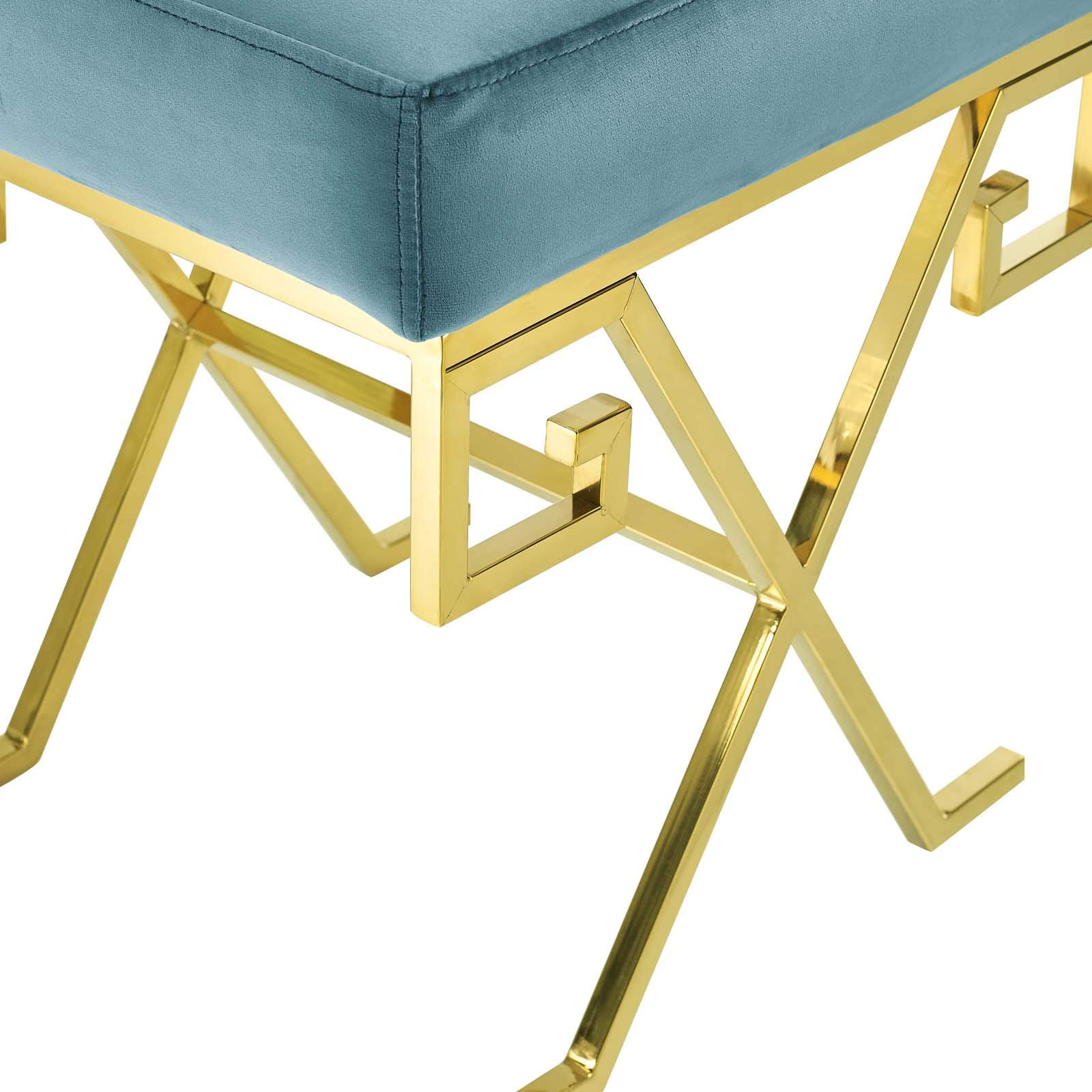 Amazon.com - Modway Twist Greek Key X-Base Performance Velvet Upholstered  Entryway Modern Bench in Sea Blue - Table Benches