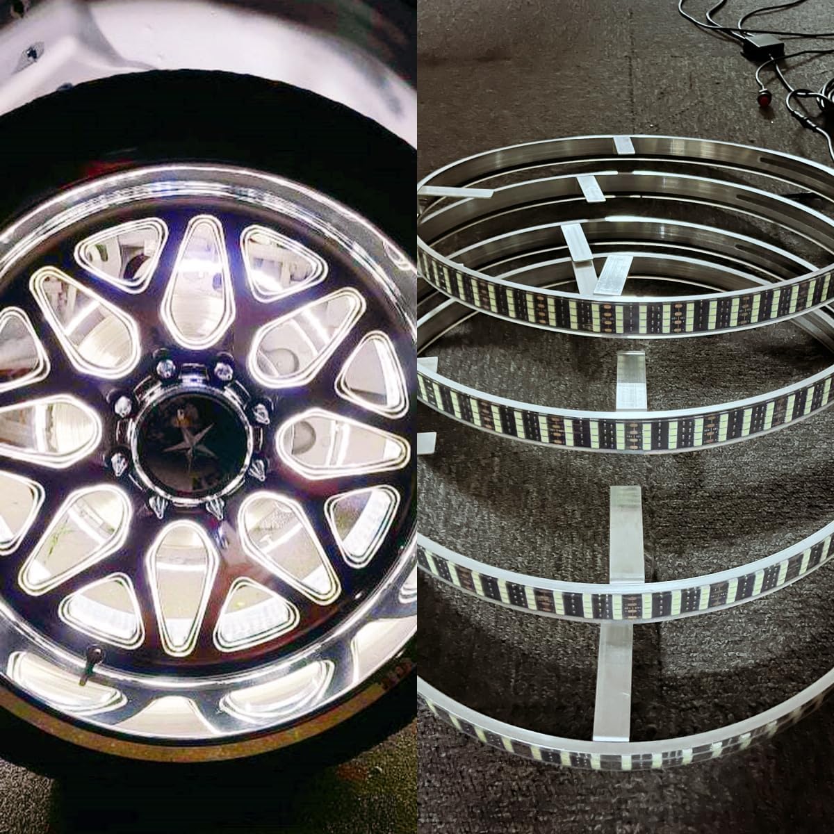 17.5 Inch LED Wheel Ring Lights, Quad Row, 4 Rings, Pure White, RF Remote Control, 14 Flash Patterns, for Truck SUV Car, Ip68 Waterproof