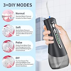 Water Flosser for Teeth Cleaning and Flossing 4 Modes DIY 4 Jet Tips Cordless Dental Electric Water Floss Portable Oral Rechargeable Advanced Tonsil Stone Irrigator Kids Adults Travel Braces
