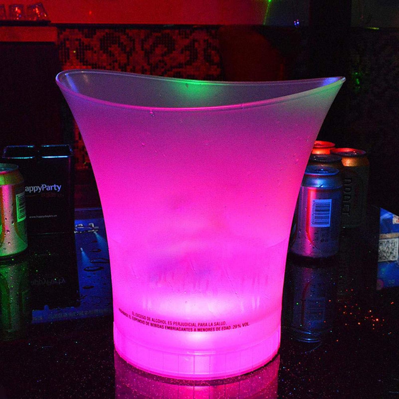 LED Eiskübel, 5L LED Sektkühler mit Multi-Farbwechsel für Party Heim Bar Club Thema, Wasserdichter Getränkebehälter Champagner Wein Bier Getränke Eiskübel - Batteriebetrieben (2 Stück)