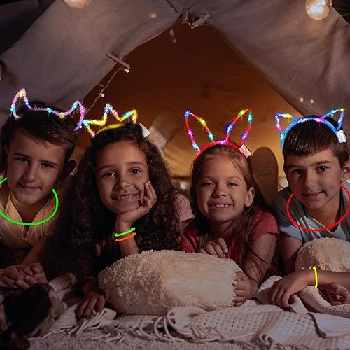 Miniatura 7 de 175 piezas que brillan en la oscuridad, suministros para fiestas, 25 lentes con luz LED, 25 varillas de espuma de neón, 20 diademas iluminadas para
