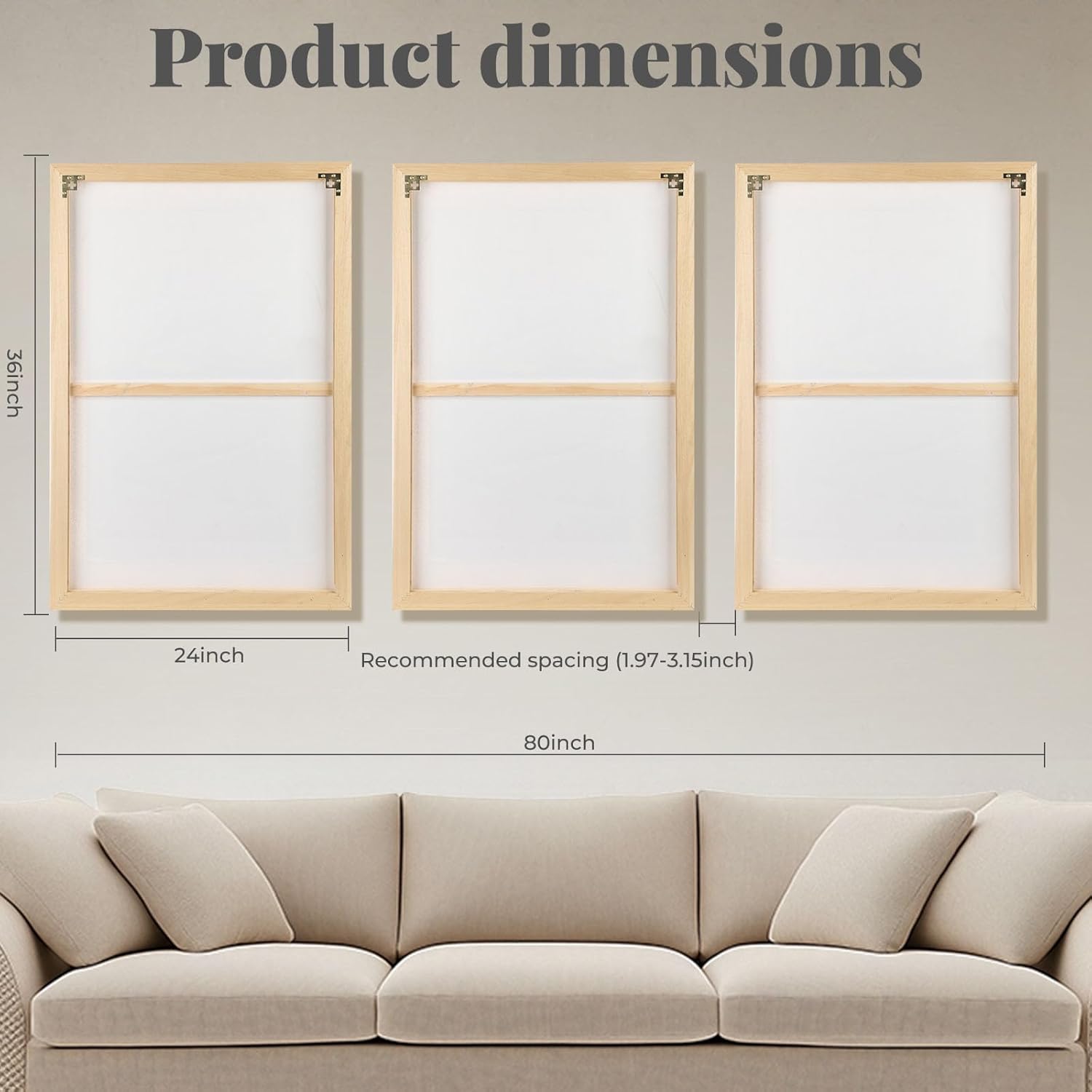 Large 3D Textured Framed Abstract Wall Art for Living Room, 3 Piece Modern Boho Artwork for Walls, Black White Orange Geometric Sandstone Texture Pictures for Hallway Office Home Decor 24x36 In