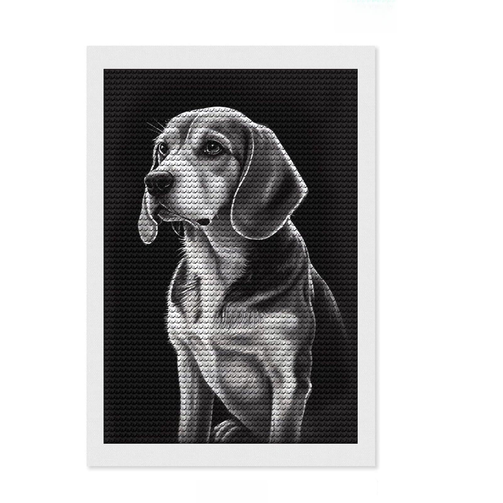 Junmoney Beagle Drawn Diamond Painting Kit 8"x12", Birthday Gift, Festive Craft Gift, with Tool Kit, Decor Project, Modern Decor