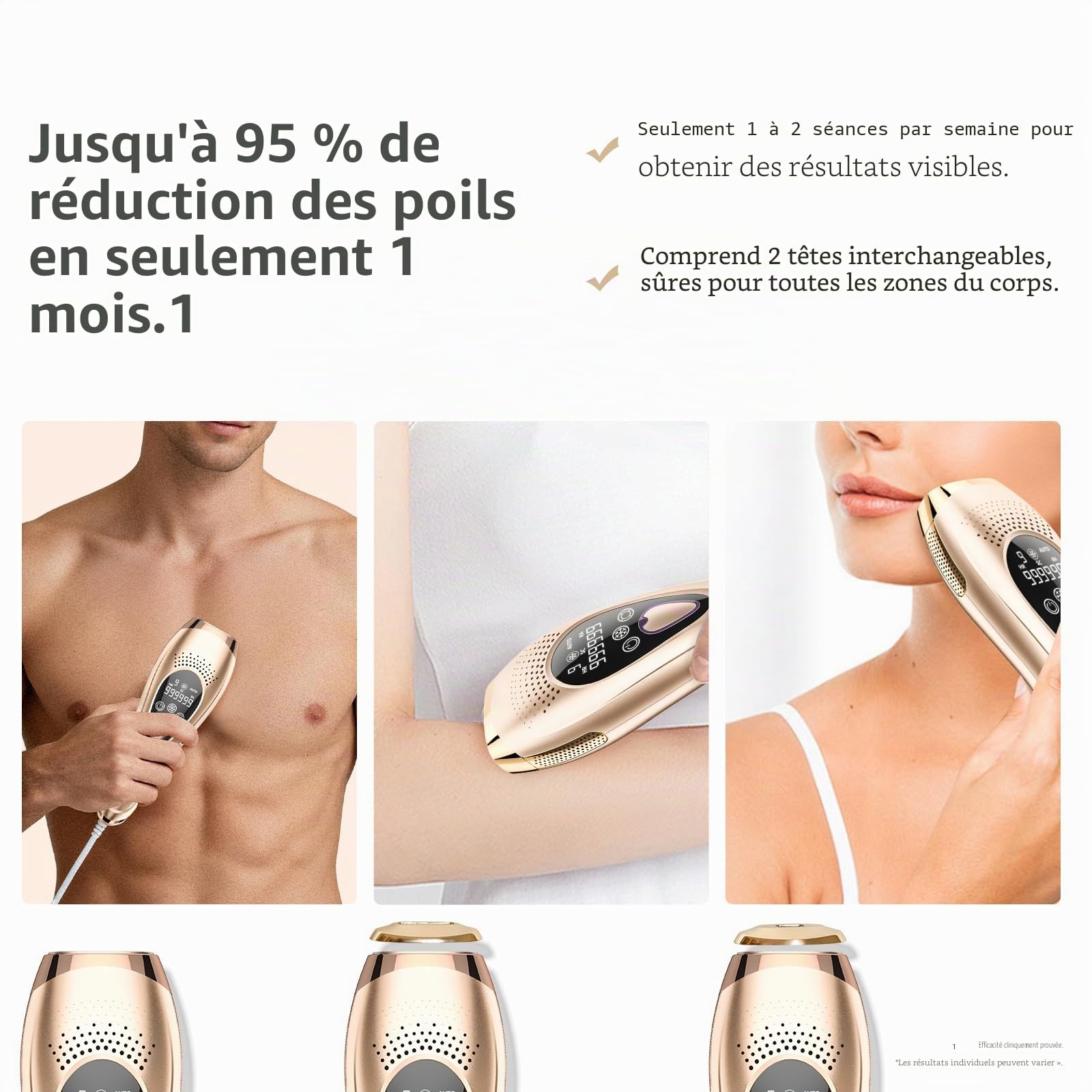 Épilateur Lumière Pulsée IPL pour Femme et Homme, Épilateur Laser avec Fonction de Refroidissement, 999900 Impulsions, 9 Niveaux d'Énergie, Visage, Corps, Aisselles et Maillot Or rose Pro