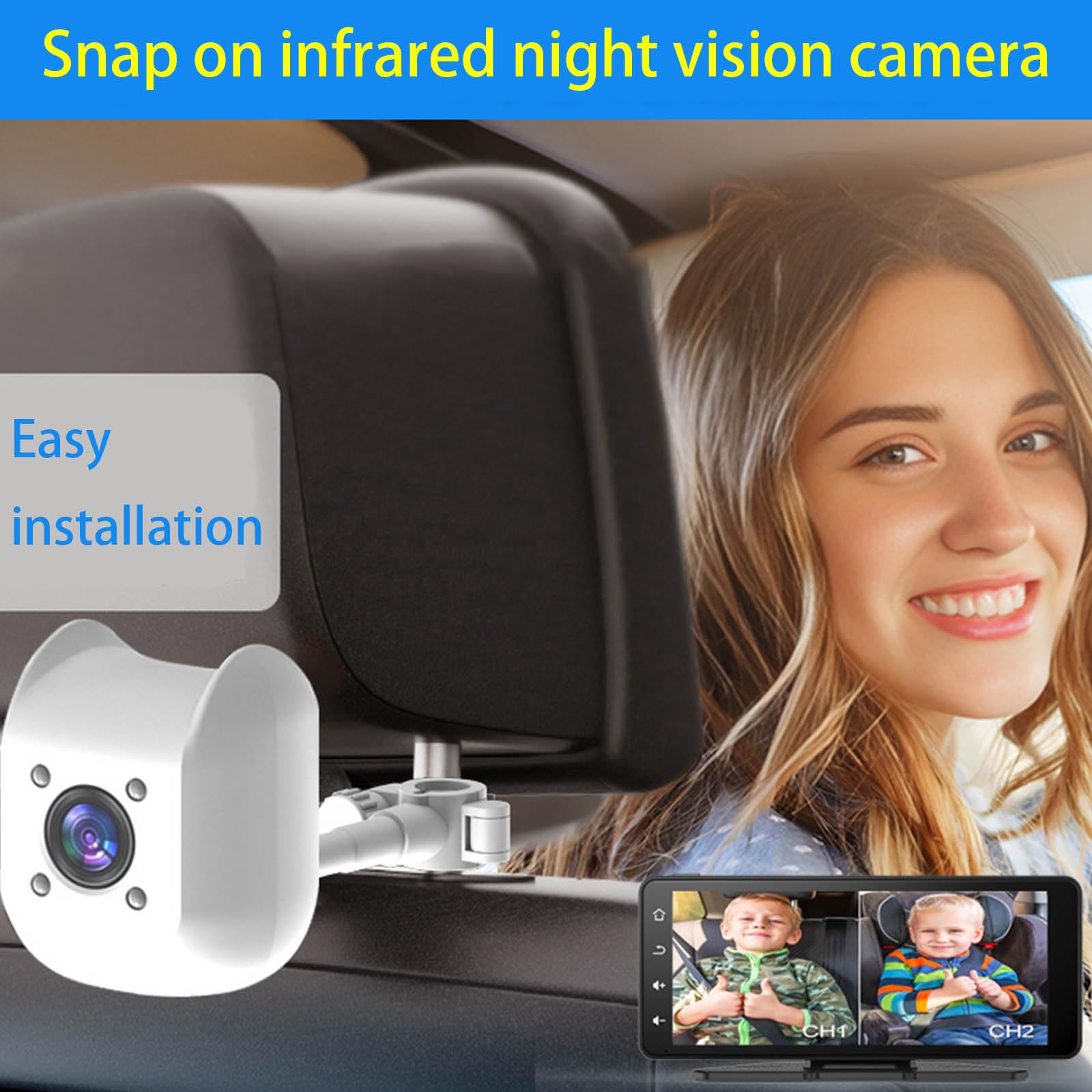 Moniteur pour bébé avec écran 7" Visibilité nocturne pour enfants Familles Installation facile Aucun outil nécessaire Plug and Play Moniteur bébé