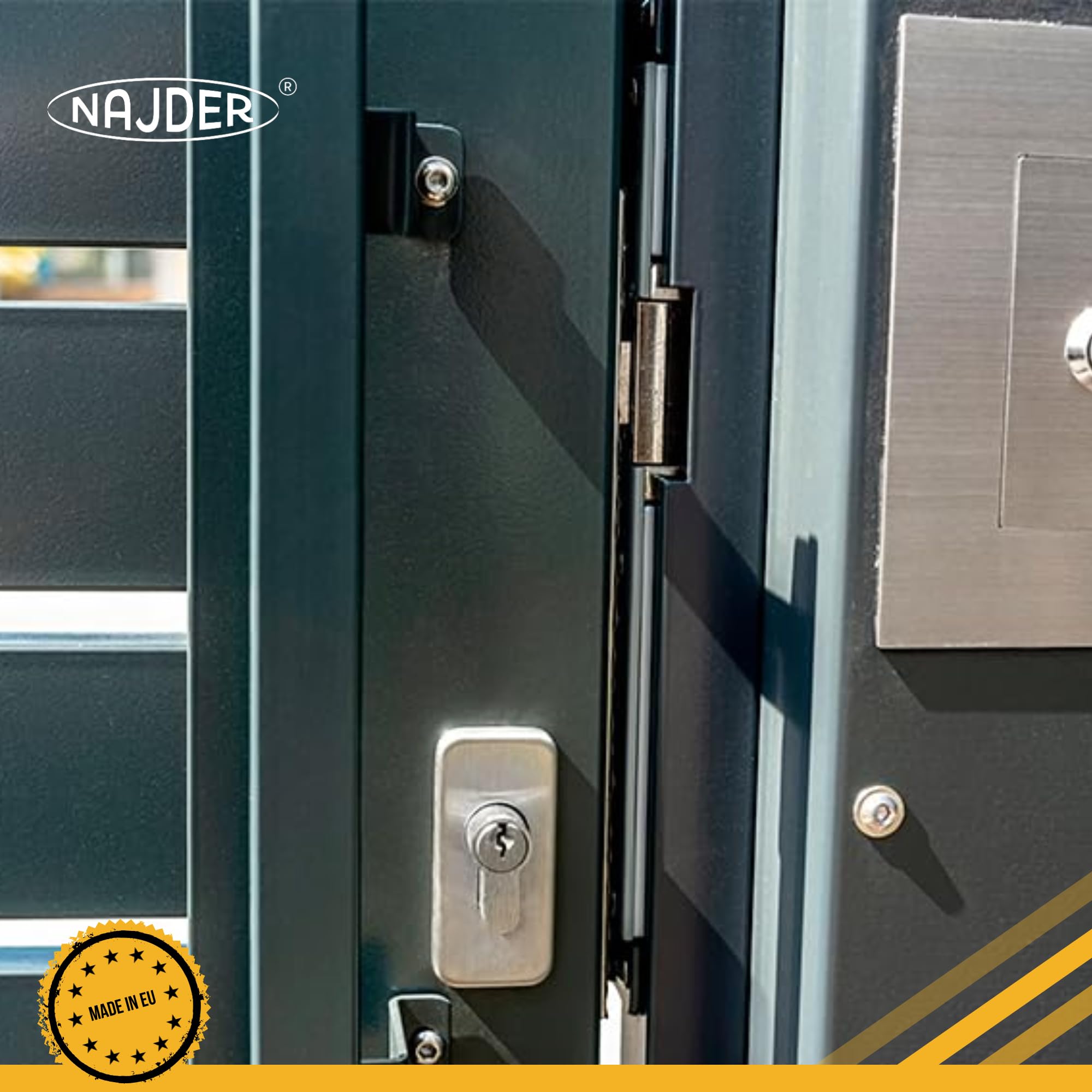 NAJDER Elektrischer Türöffner, Hartte, S12-Serie 12 V DC, Reversibel, R-4, für Linke und rechte Türen, symmetrisch, verstellbare, für Türen (Holz, Metall, PVC), Tore und Schränke, Zuverlässig