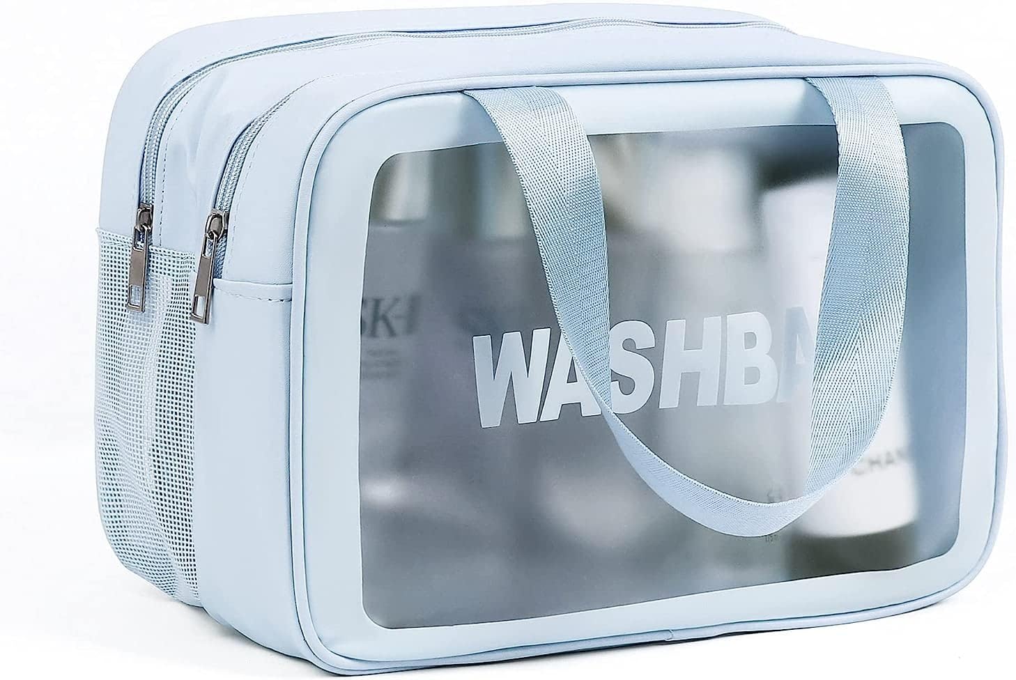 AASAISH Cosmetic Bag Clear Toiletry Bag, Wash Make Up Bag PVC Waterproof Zippered Cosmetic Bag, Travel Comfortable Table Portable Carry Pouch for Women Men