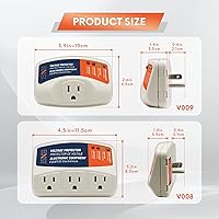 Vista 4 de BXST Protector de voltaje con enchufe para el hogar protege contra sobretensiones de alto y bajo voltaje para refrigerador/TV/PC 120V 1800W