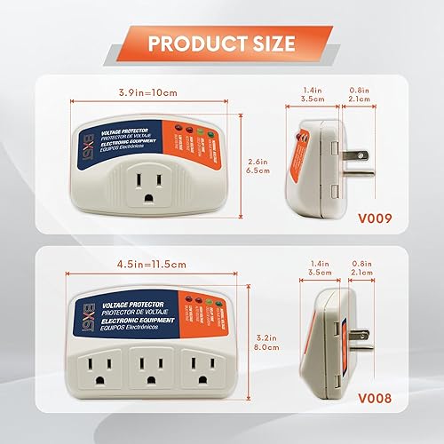 Miniatura 4 de BXST Protector contra sobretensiones para refrigerador 15A 1800W 140J de salida única Protector de sobretensiones enchufe para electrodomésticos