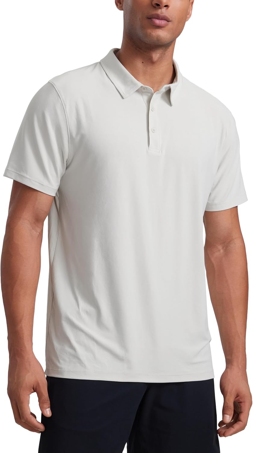 CRZ YOGA Cloudweight Mens Short Sleeve Polo Shirts Slim Fit Lightweight Moisture Wicking Athletic Casual Button Golf T-Shirts