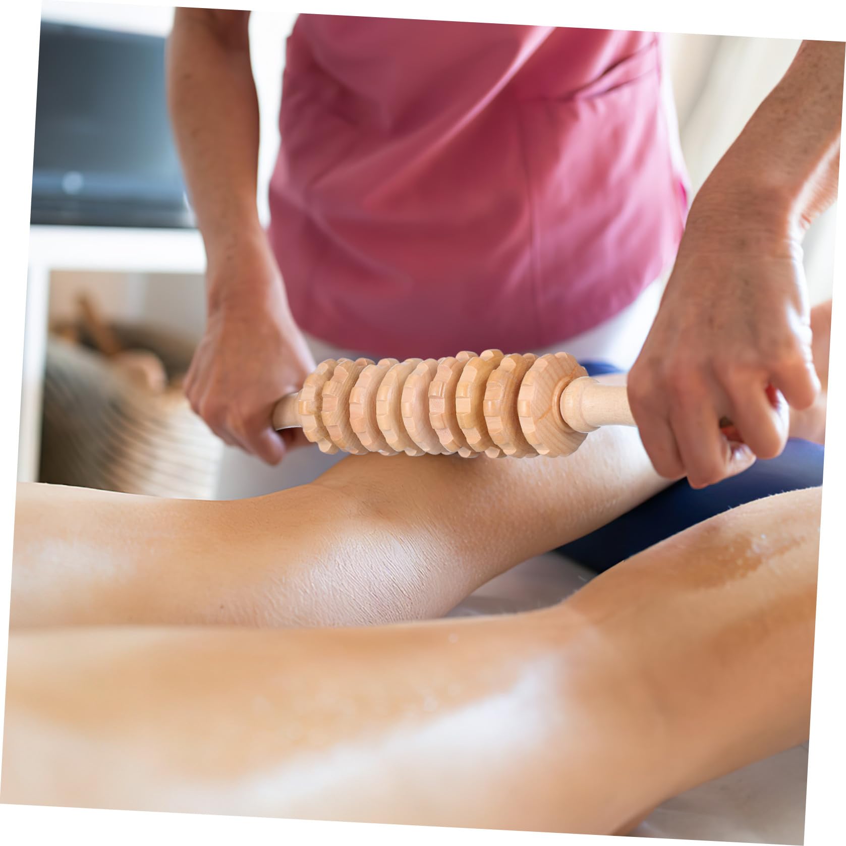 Kit para Maderoterapia de 6 Piezas, Rodillo de Madera y Rodillo Masajeador Anticelulitis para Espalda, Relaja, Alivia Fatiga y Favorece la Circulación