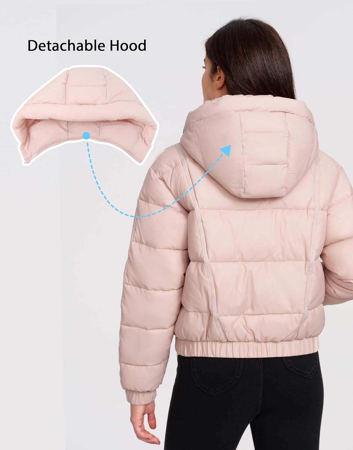 Pioneer Camp Women's Winter Cropped Puffer Jacket with Hood Waterproof Short Warm Quilted Jacket Puffy Bubble Coat Outerwear - Image 4