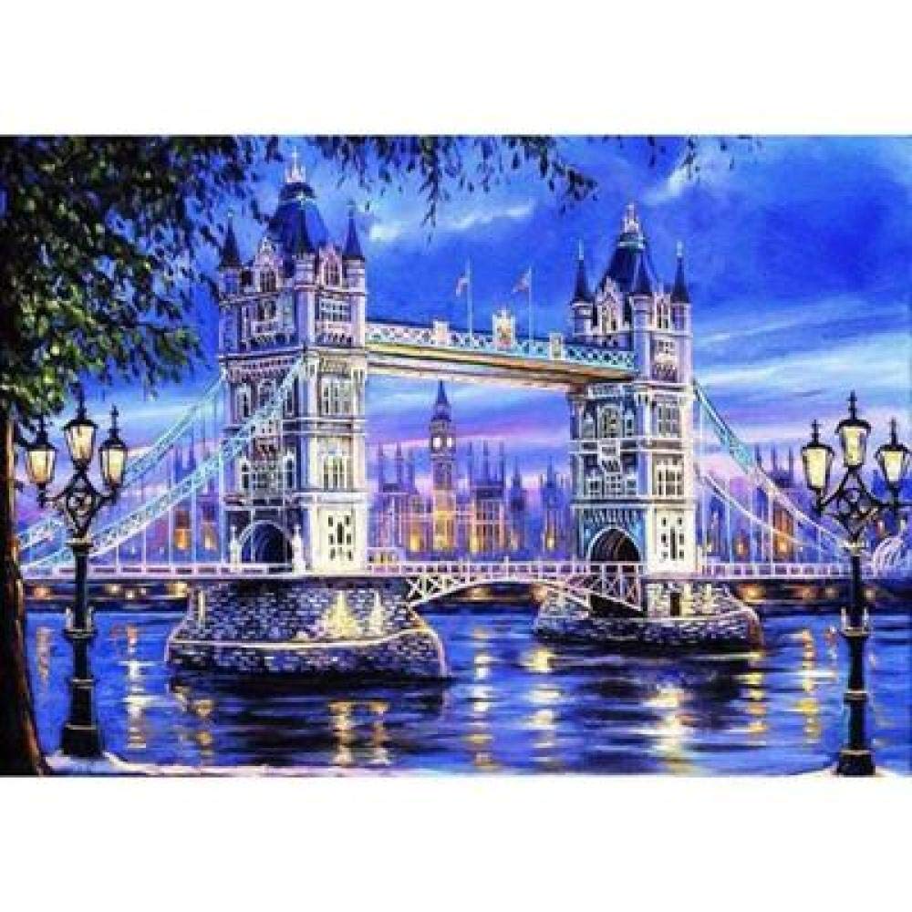 Peinture diamant 5D scène de nuit d'une ville européenne kit broderie complet 50x60cm