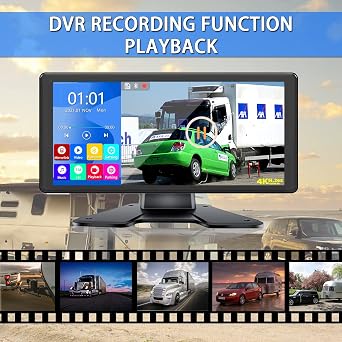 4K RV Reversing Camera System with 10.36’’ Monitor for RV Truck Bus Trailer with Rear Side View 4 Cameras 4 Splits Touch Screen DVR Recording IP69 Waterproof Bluetooth Music Video Playback Avoid Blind