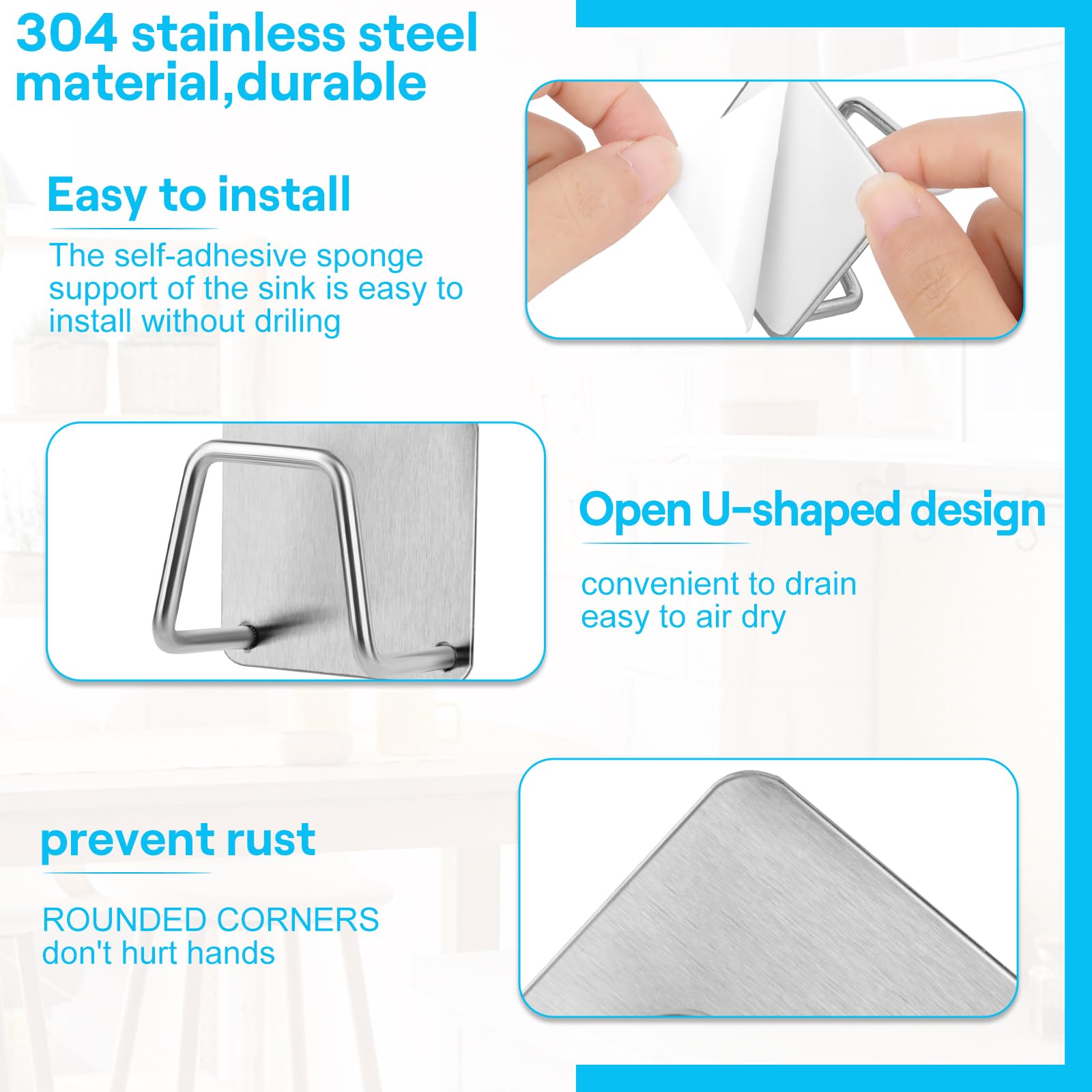 4 Pièces Porte Eponge Evier Cuisine, Porte Eponge Evier Auto