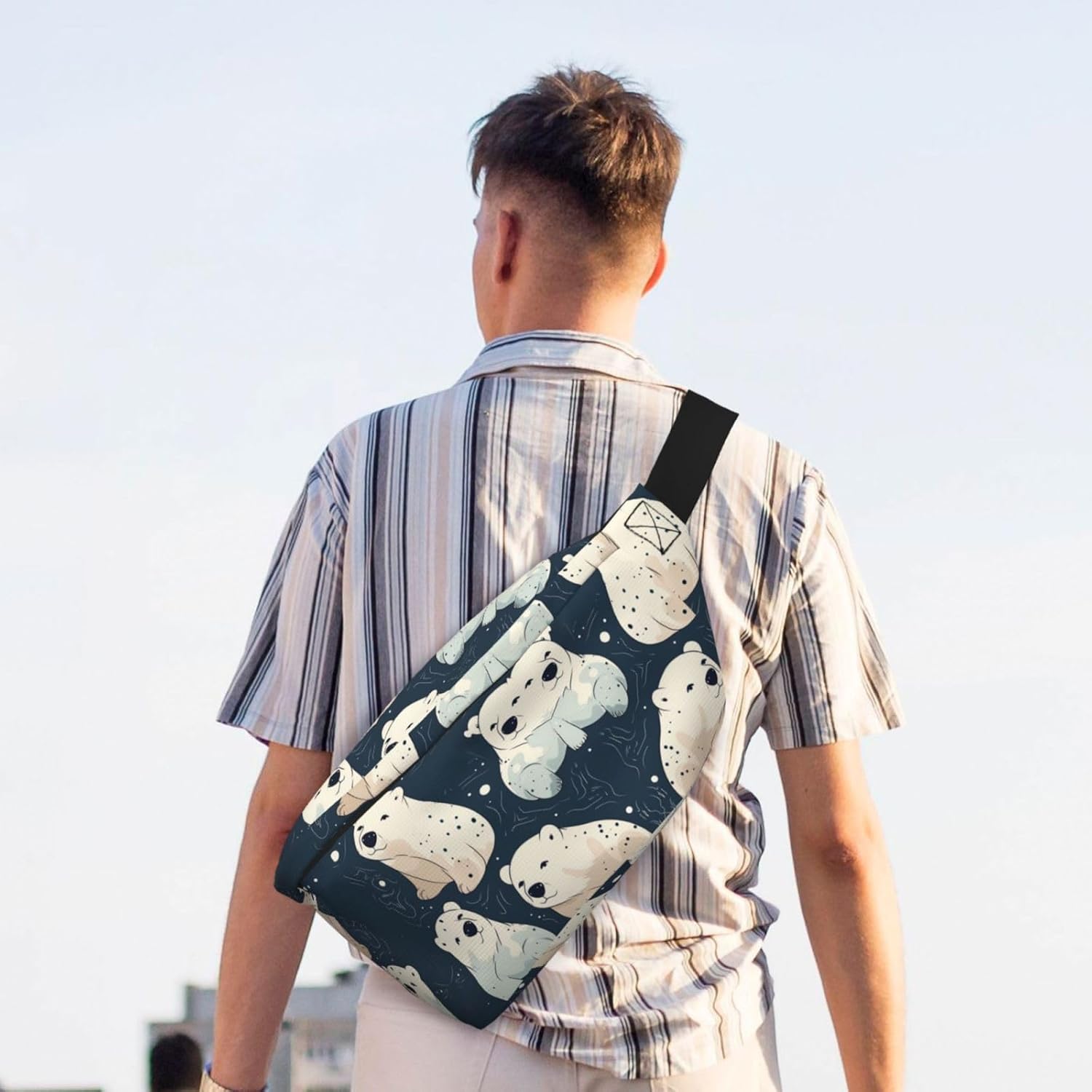 Fanny Pack for Men Women Hand Drawn Polar Bear Belt Bag with Adjustable Strap Fashion Waist Bag Waist Pack for Travel
