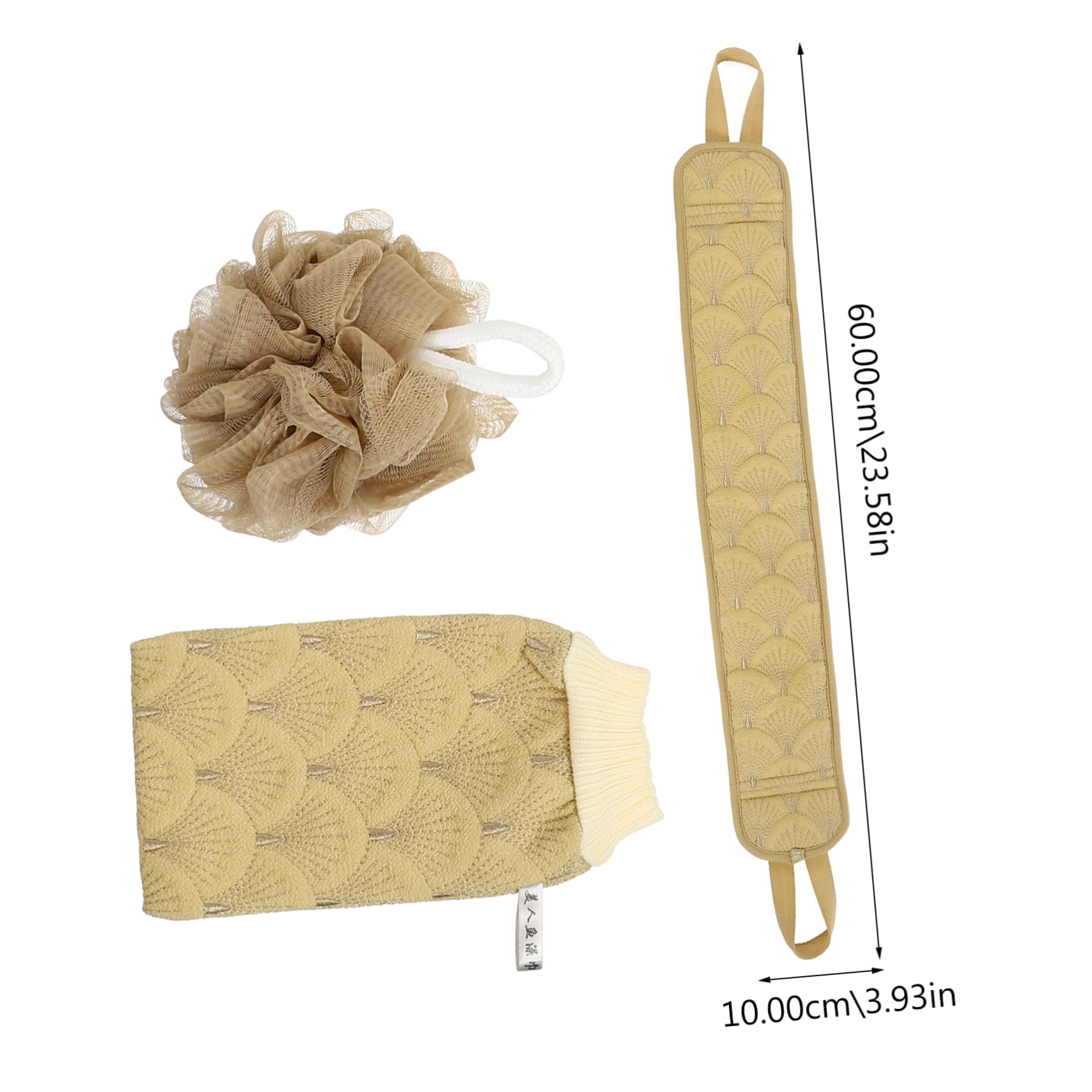 Beavorty 2juegos Guante De Exfoliante Toalla De Baño Larga y Esponja De Baño Accesorios Para Cuidado Corporal Para Masaje y Limpieza De Espalda