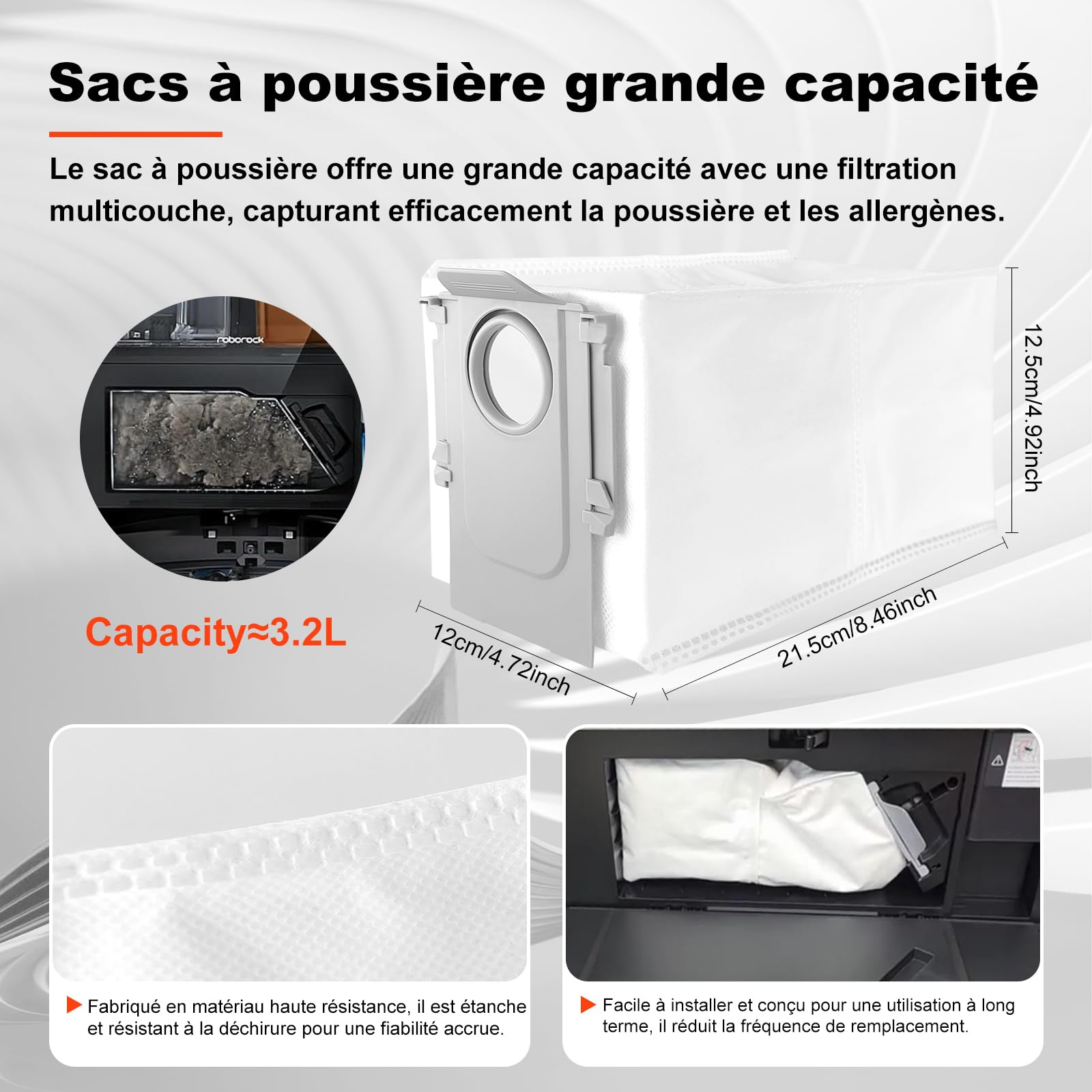 Saros 10 Accessoires de Rechange pour Roborock Saros 10, 25 Pièces, 2 Brosses Principales 4 Brosses Latérales 4 Sacs à Poussière 4 Filtres HEPA 4+4 Tampons de Vadrouille à Double Vibration