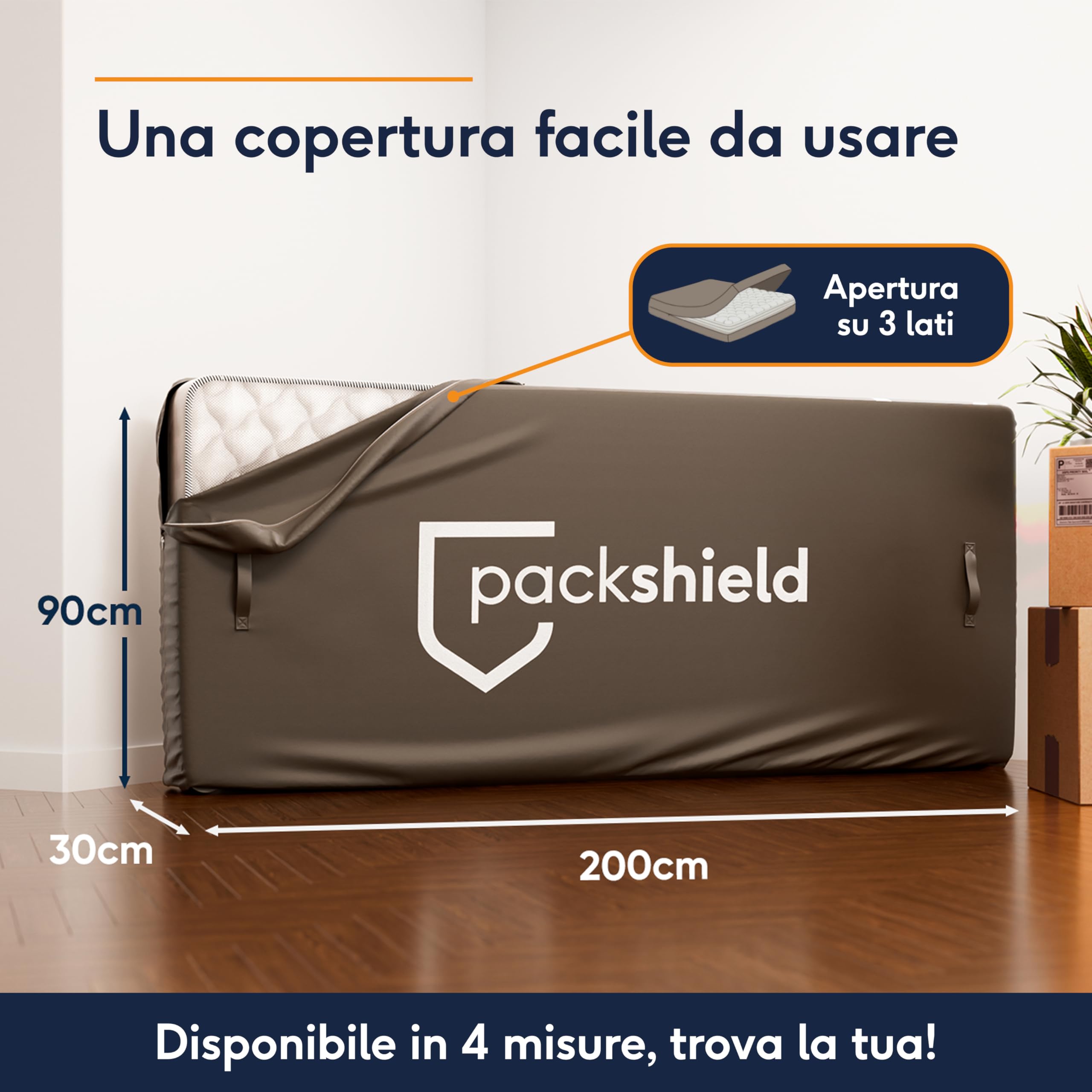 Custodia Protettiva per Materasso Singolo 90x200cm – Sacco Impermeabile in Tessuto Oxford – 4 Maniglie – Trasloco, Stoccaggio o Trasporto – Spessore 30cm