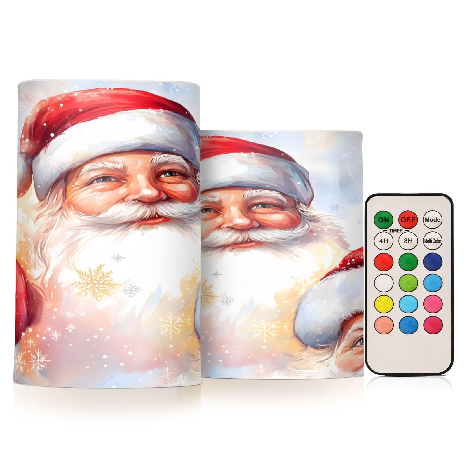 Mnsruu Flickering Flameless Candles Santa Claus LED Candles with Remote Timer Set of 2 Battery Operated Candle Home Decoration