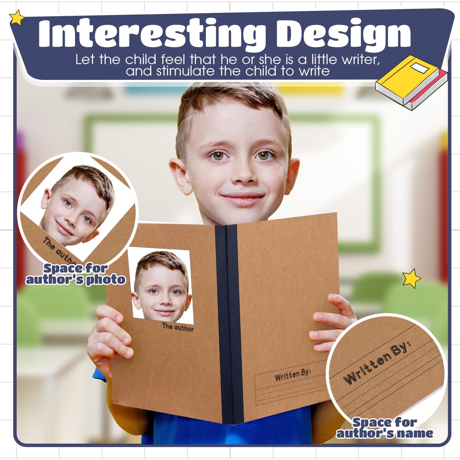 Henoyso 20 quaderni per composizione primaria da 22,9 x 19,5 cm, per bambini, forniture per il ritorno a scuola, quaderno per scrittura primaria K-2 per bambini e studenti, per disegnare e scrivere