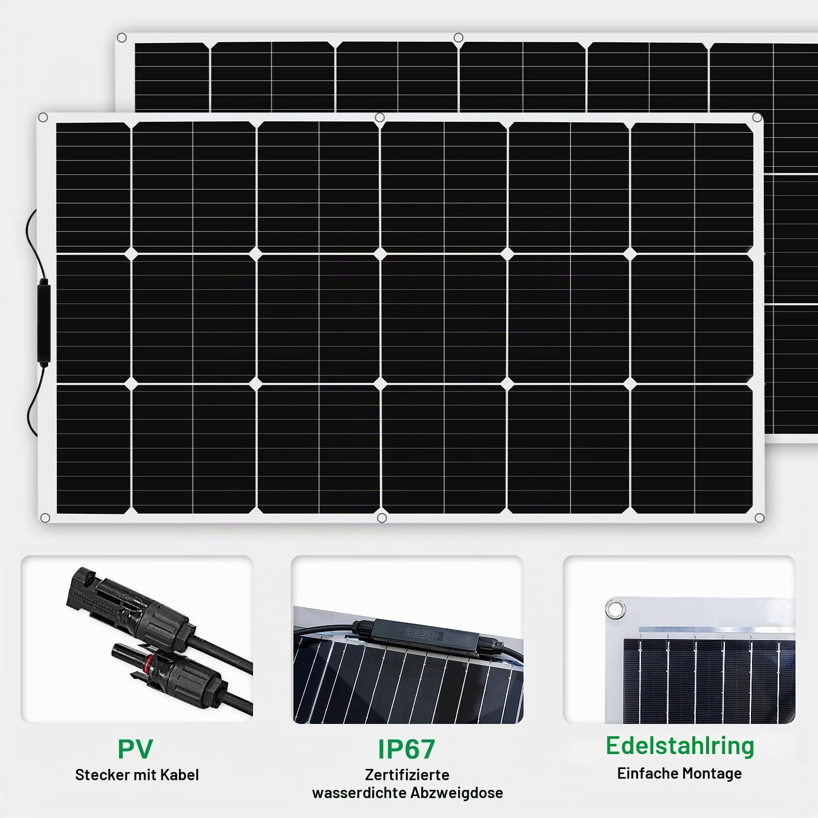 Solar Panel Kit 400W 4*100W Flexible Solar Panel 12V Photovoltaic Waterproof Solar Charger 40A Controller+3m Cable+1m Battery Clip Cable for 12v Baterry Charger (400)
