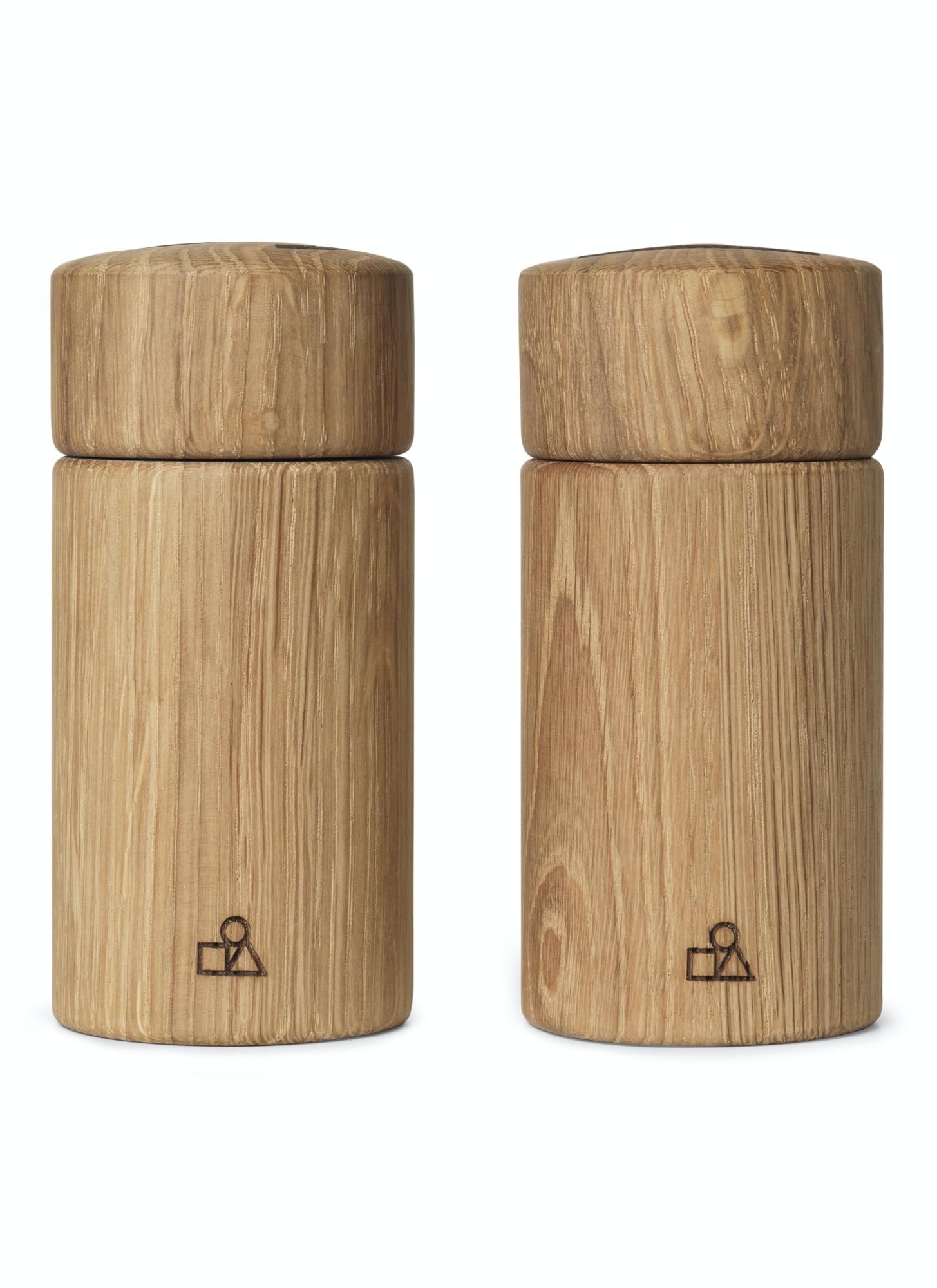 Spring Copenhagen Twins – wysokiej jakości zestaw młynków do soli i pieprzu, młynek do przypraw, zestaw 2 młynków, 5,8 x 12,3 cm, drewno (dąb FSC) | wybrana designerska kolekcja prezentowa | Design