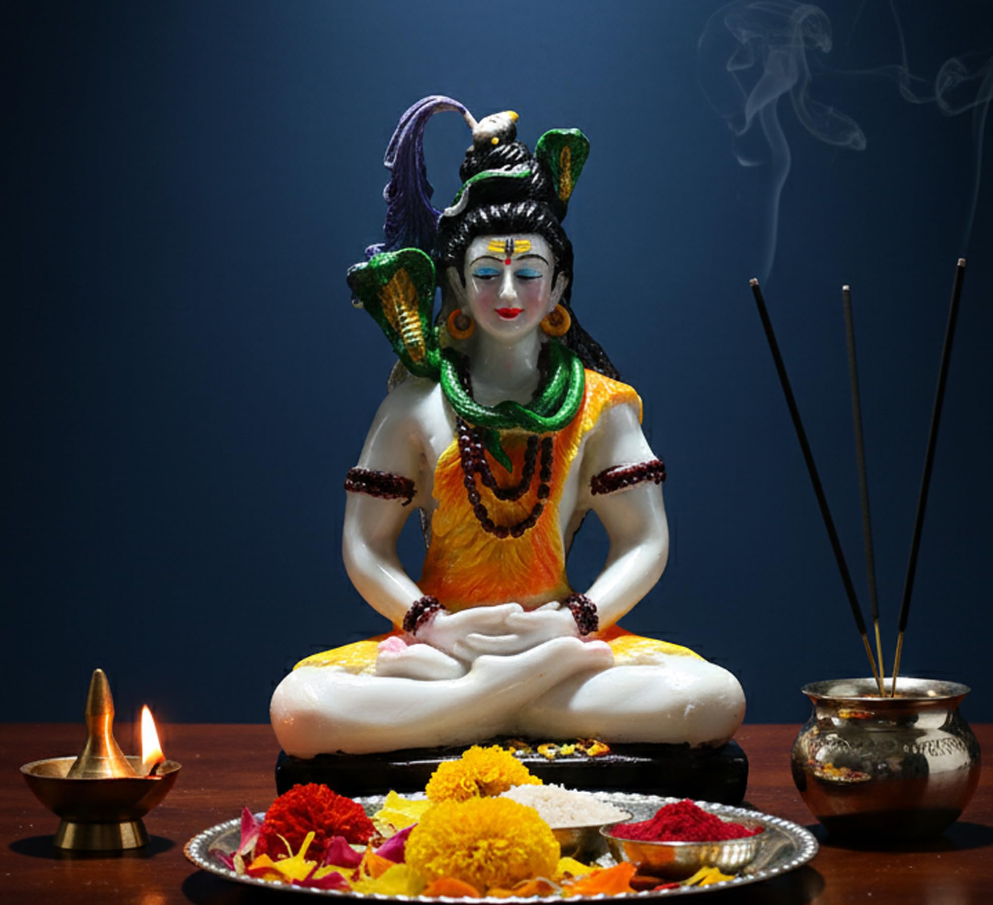 ESPLANADE Resin Shiva Shiv Adiyogi Natraj Idol Murti Figurine for pooja at home and mandir - 9" Inches - Multi