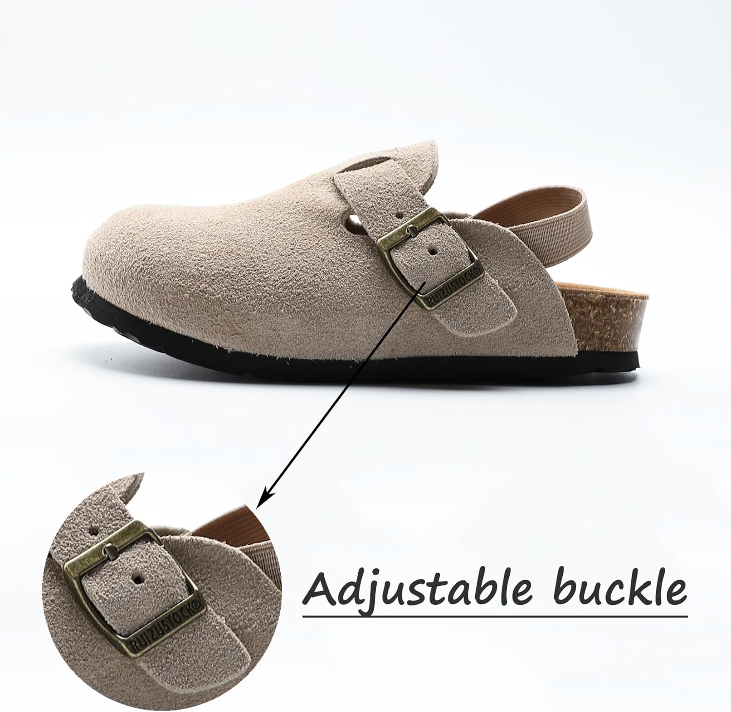 Boys Girls Suede Clogs Unisex Toddler Slip-on Slippers Kids Outdoor Indoor Flat Shoes Classic Cork Adjustable Buckle Mules Cute Sandals - Image 3