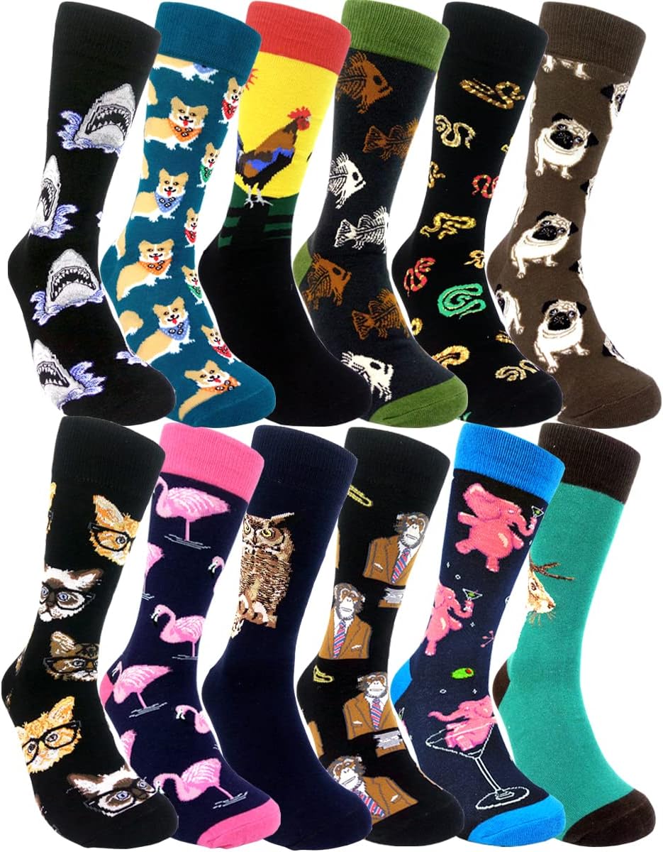 Mens Funny Pattern Dress Socks Crazy Design Cotton Socks Novelty Gifts for Men