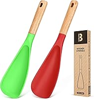 Vista 16 de Cuchara de cocina para utensilios de cocina antiadherentes, ideal para cocinar y servir silicona mate resistente sin BPA, cuchara con mango de Caqui