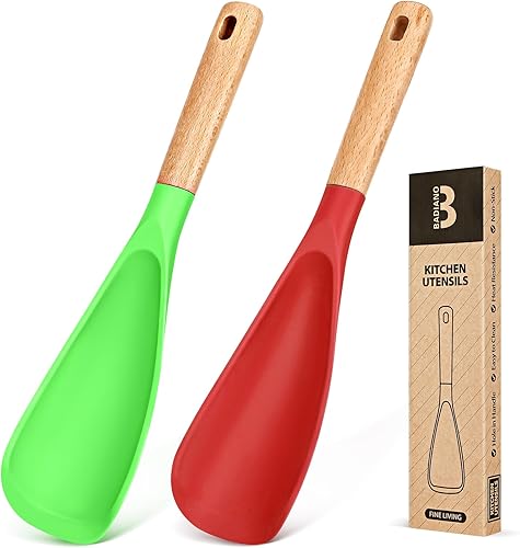 Miniatura 16 de Cuchara de cocina para utensilios de cocina antiadherentes, ideal para cocinar y servir silicona mate resistente sin BPA, cuchara con mango de Negro