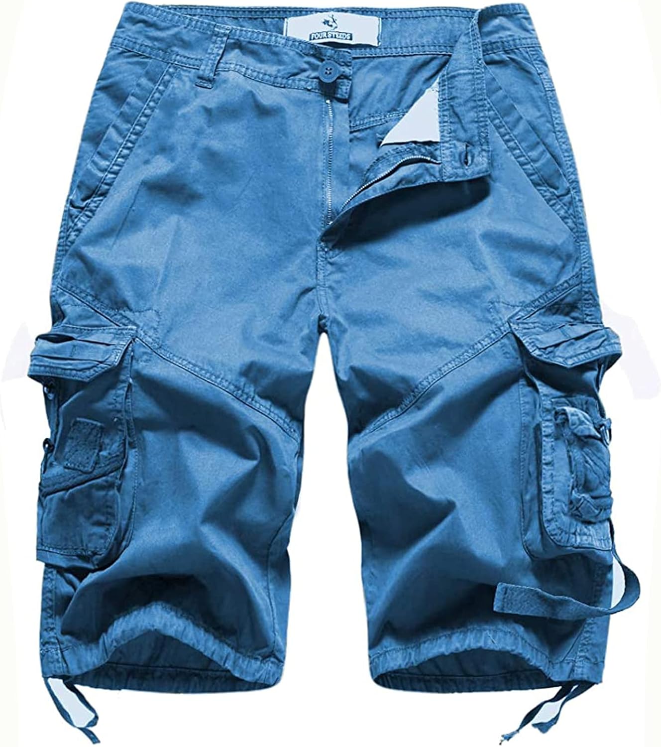 FOURSTEEDS Womens Casual Loose Fit Multi-Pocket Camouflage Twill Bermuda Cargo Shorts with Belt