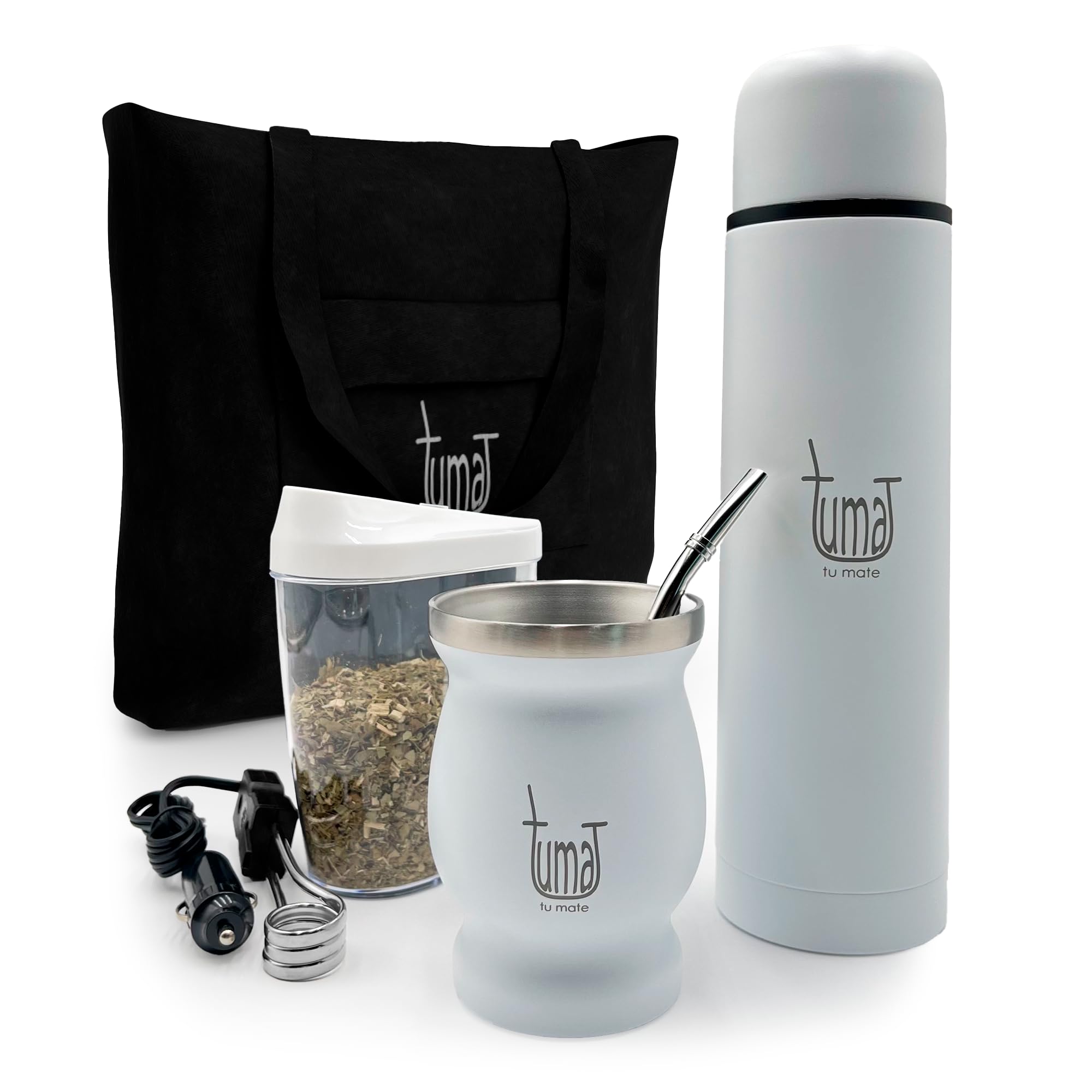 Yerba Complete Kit - Includes Matte Cup, Straw (Bulb), 750ml Thermos, Bag and Two Gifts (Yerbero Container and Car Immersion Warmer) - Yerba Set Stainless Steel