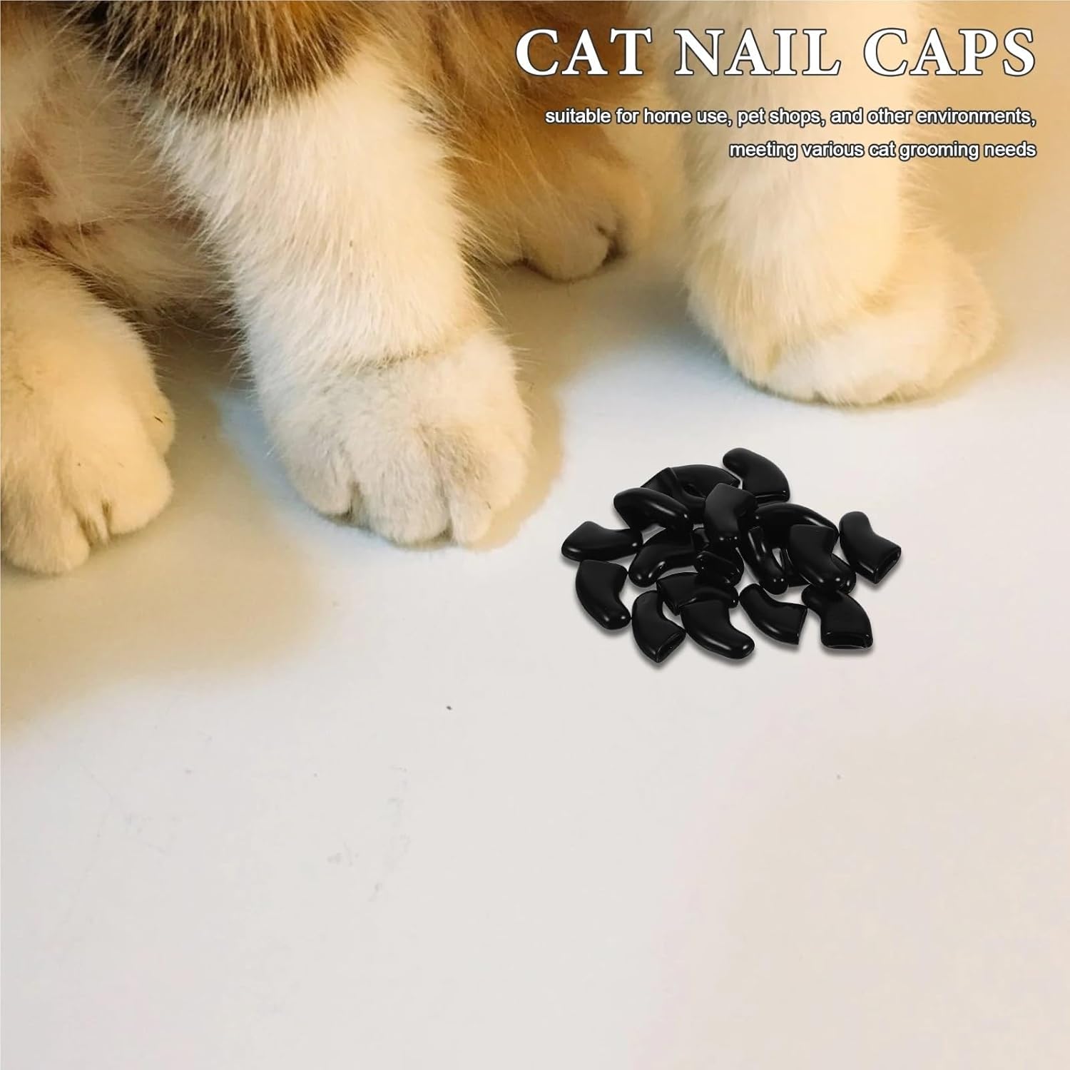 Cat Nail Caps 400Pcs Cat Nail Caps Pet Claw Covers for Grooming Easy to Apply Multi-Color Scratch Protection(Black)