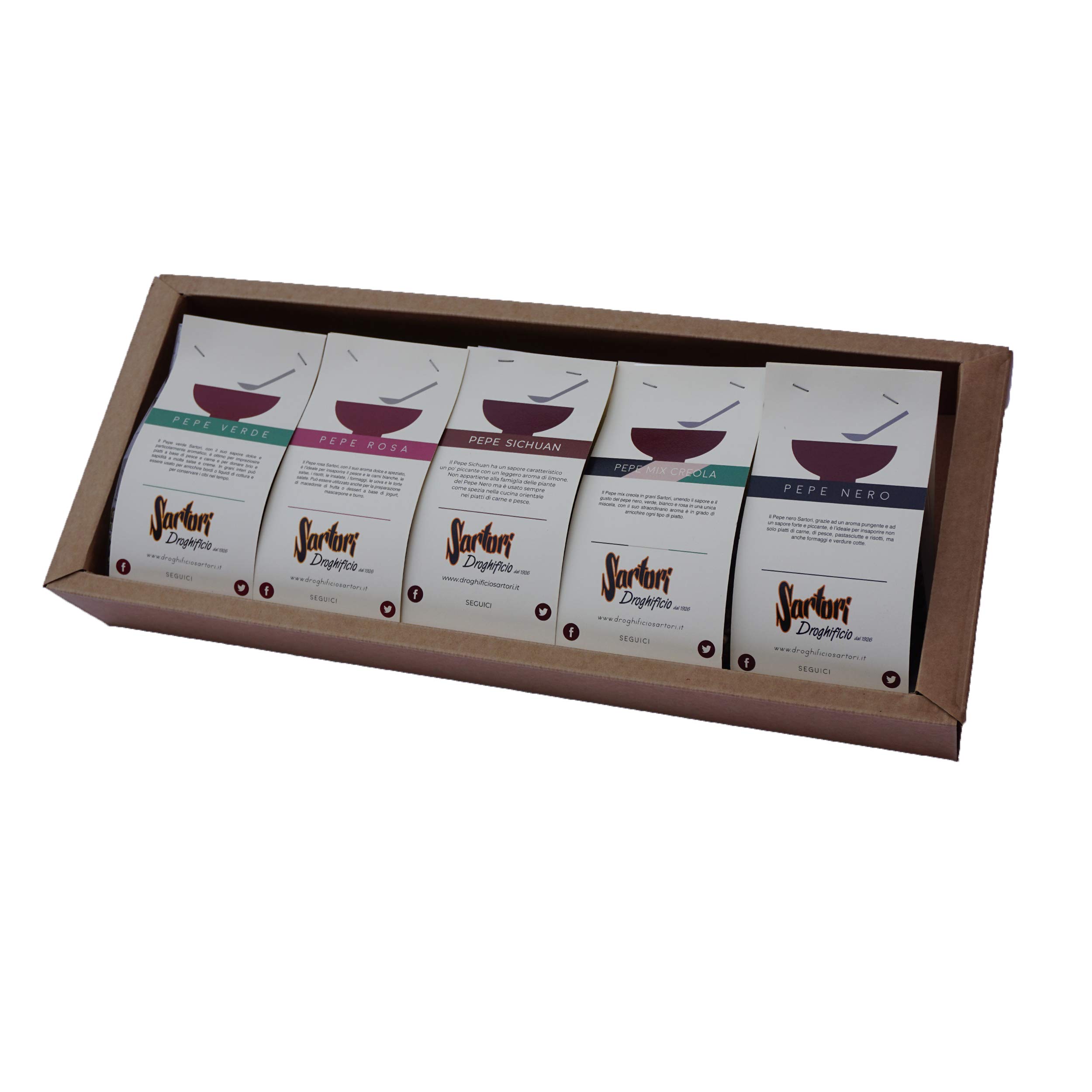Set Regalo Pepe Dal Mondo. Le migliori varietà di pepe in un'elegante confezione regalo.