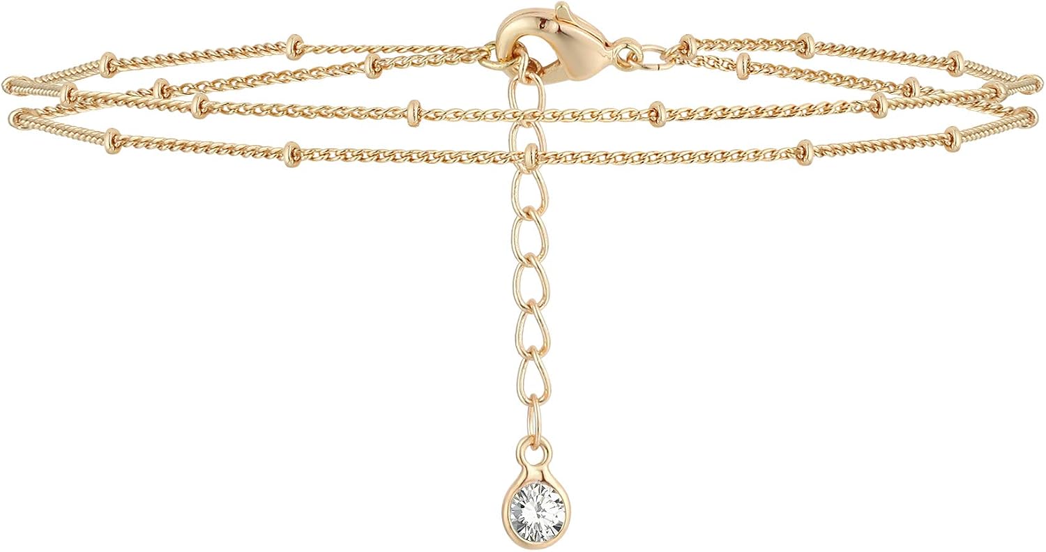 MEVECCO Bracelet for Women 14K Gold Plated Dainty Chain Simple Jewelry Cute Handmade Minimalist for Her