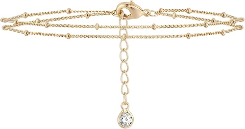 MEVECCO Pulsera para mujer, chapada en oro de 14 quilates, cadena delicada, joyería simple, hecha a mano, minimalista para ella