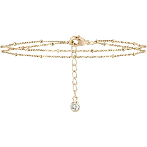 MEVECCO Bracelet for Women 14K Gold Plated Dainty Chain Simple Jewelry Cute Handmade Minimalist for Her