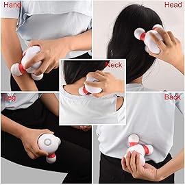 cotsoco Handheld Massager Mini Portable Vibrating Body Massager with LED Light for Hand Head Neck Back Legs Arms Pain Release, Battery Operated, Easy Hand Grip