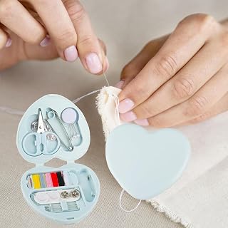 2Pcs Sewing Kit Heart Shaped Travel Needle Thread Organizer Compact Repair Storage Case for Home Office Use