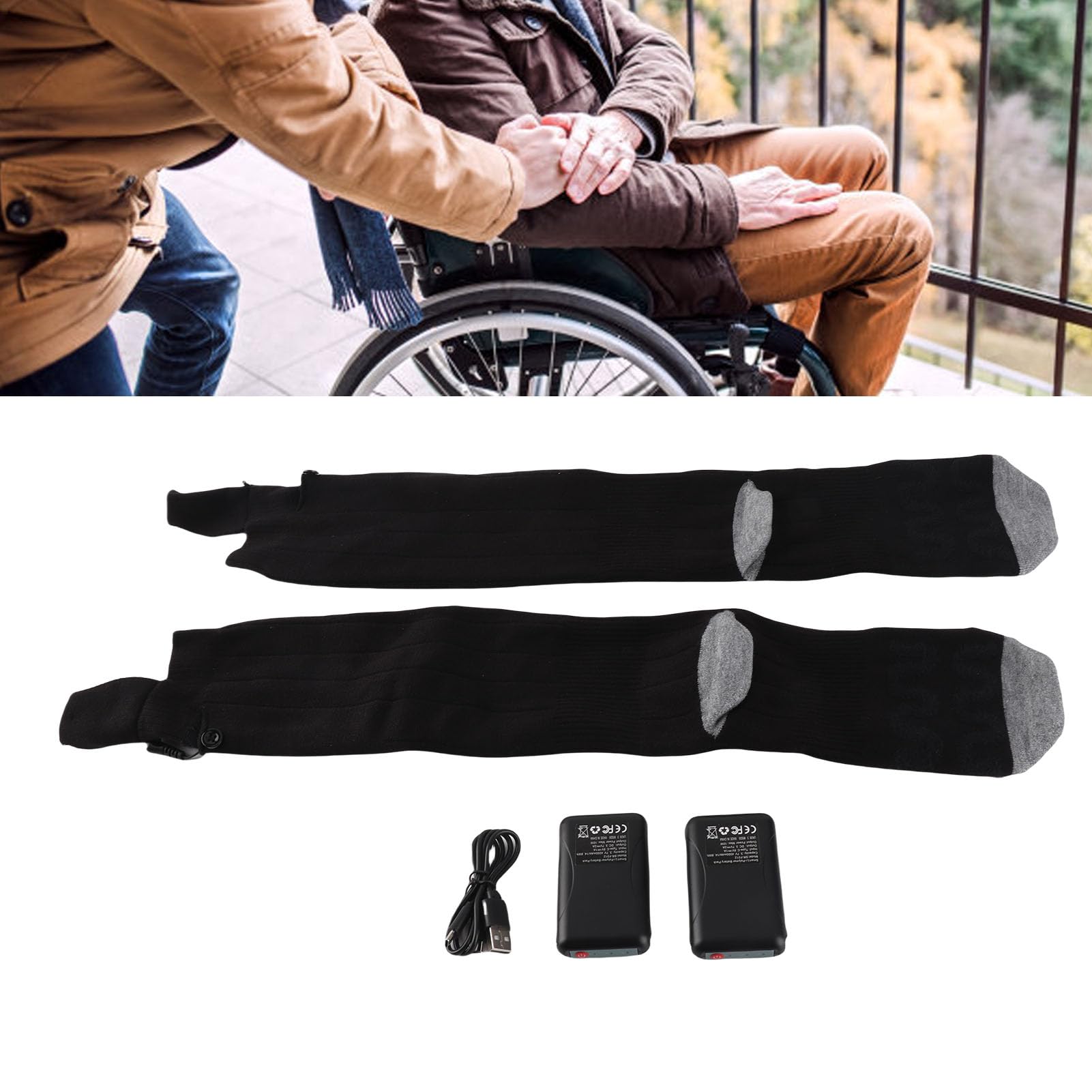 Chaussettes Chauffantes en Coton, Imperméables, à Chauffage Rapide, 3 Modes de Réglage, Batterie Rechargeable USB, pour Hommes et Femmes, Hiver