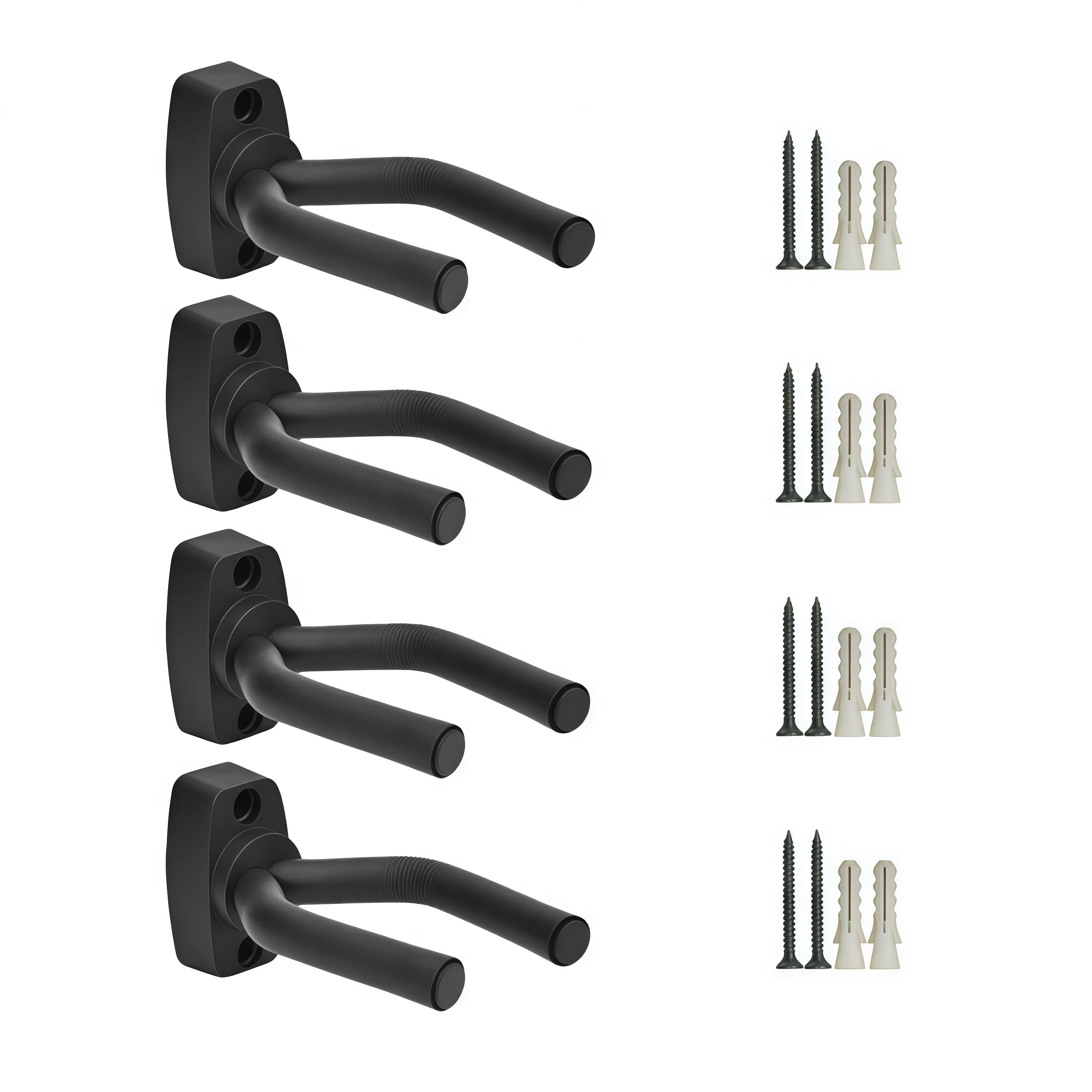 Instrument Display Hooks 4 Pack - Adjustable Wall Mount for Guitars & More