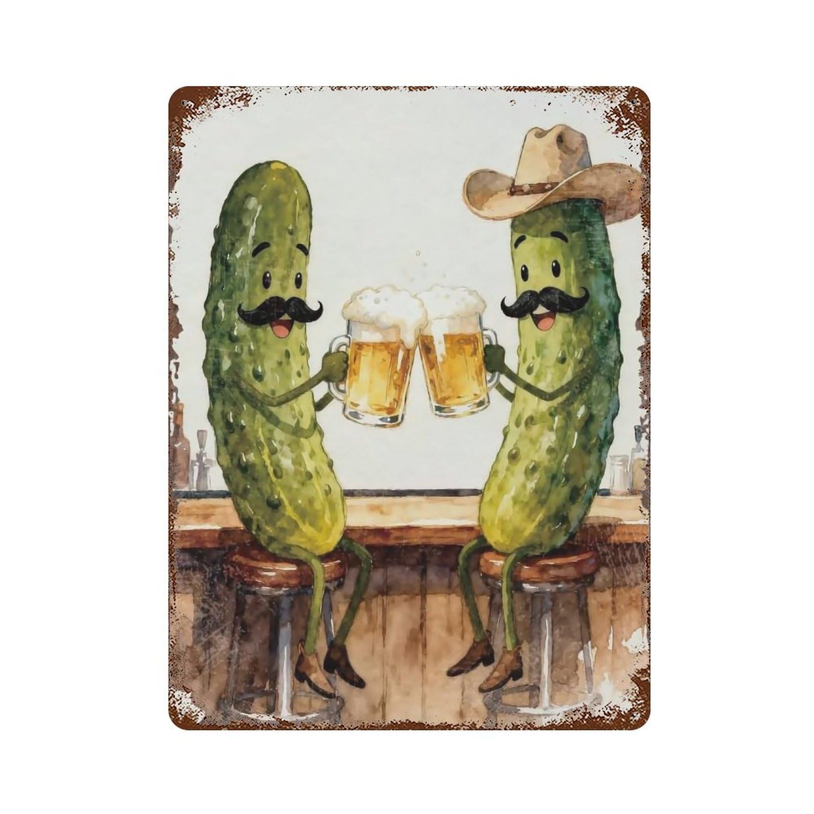 YHGERTKU Funny Drinking Beer Wall Art Retro Iron Vintage Metal Tin Sign Poster Modern Decor for Living Rooms Gift 40x30cm