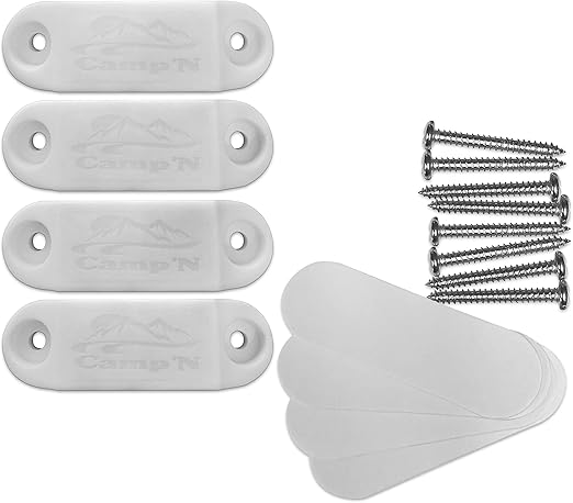 Camp'N RV Magnetic Door Catch - White 2-Pair - Strong Magnetic Hold, Rust Proof, Black OEM, Includes Mounting Tape & Hardware - Ideal RV Door Magnetic Catch for Camper Trailer