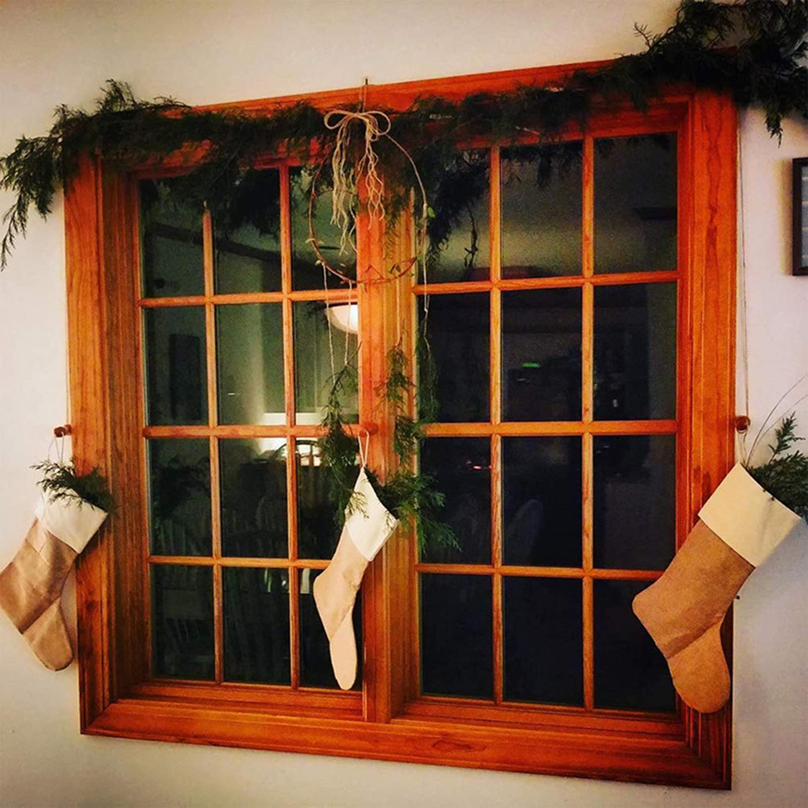 12 Piezas Calcetín navideño en Lona, Calcetín de Navidad de Bricolaje, Medias navideñas de Lona, ​​Lino, para Colgar Junto a la Chimenea, para Fiestas, decoración de Bricolaje